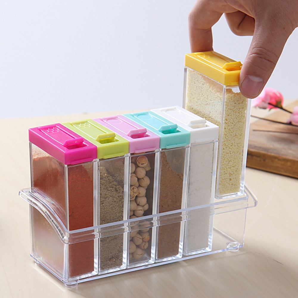 Organizator 6 recipiente pentru condimente, Zola®, plastic, 17x10.2x5.5 cm, multicolor Organizator 6 recipiente pentru condimente, Zola®, plastic, 17x10.2x5.5 cm, multicolor